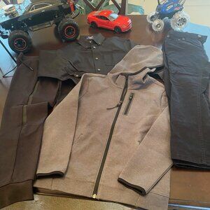 Size 8 Boys Black Jeans, Black Long Sleeve Polo, Grey Hoodie Fleece!
